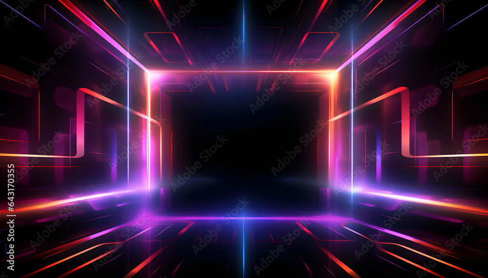 Futuristic Background Banner with Neon Lights - Generativ AI