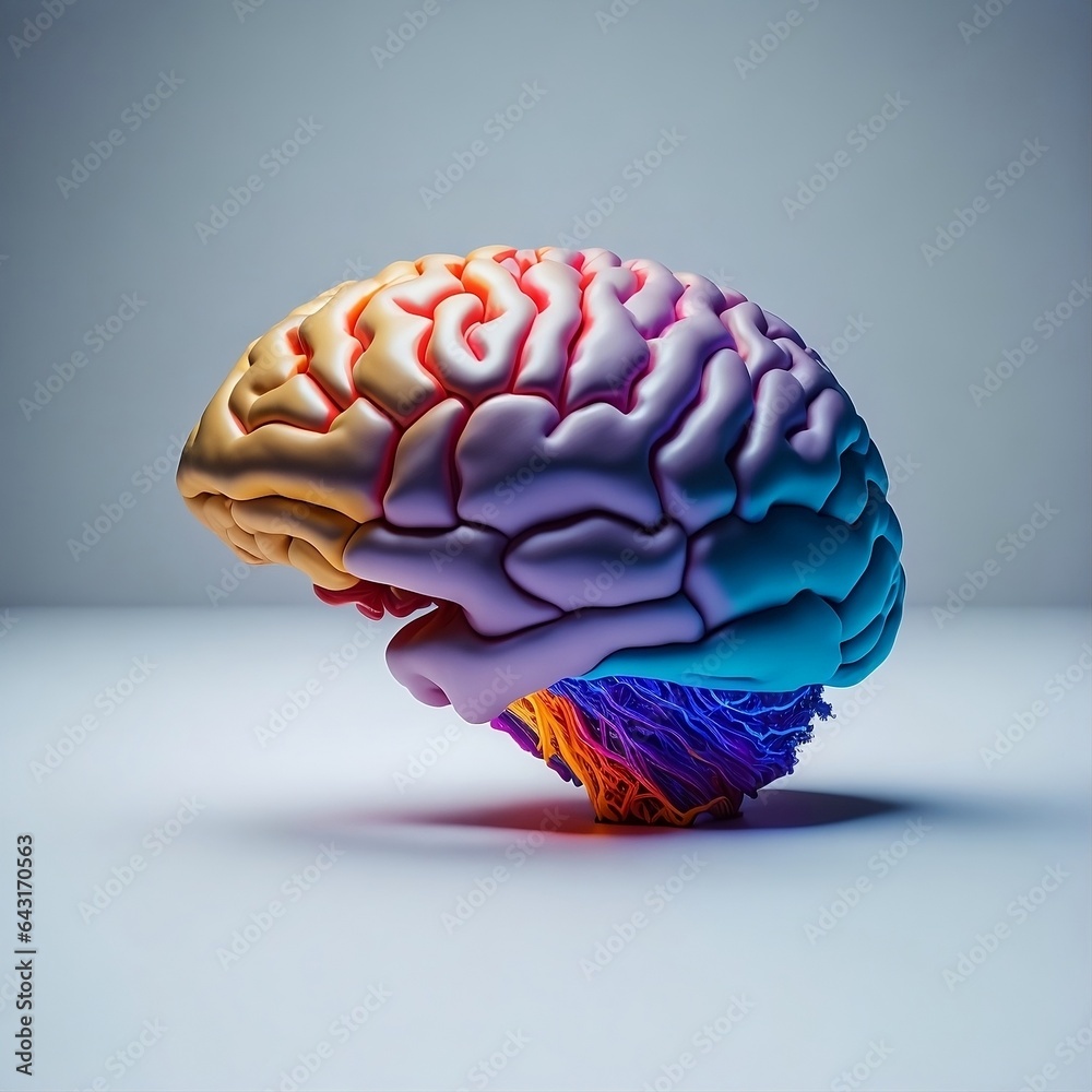 Human brain on light background