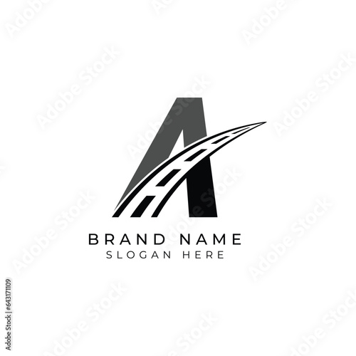 Letter A logo asphalt for identity. Construction template vector illustration for brand
