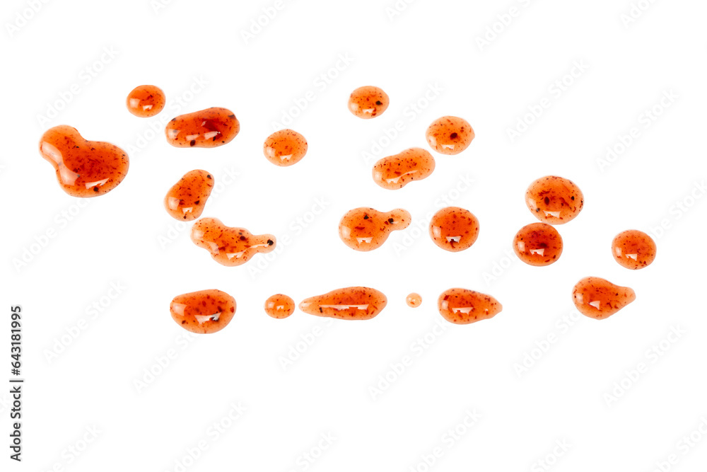 Red jam splashes isolated on a white background. Red jam splashes isolated on a white background.