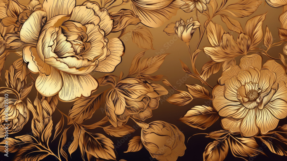 custom made wallpaper toronto digitalLuxury gold floral background vector. Golden gradient Roses and peonies flower line art wallpaper design for prints, cover, wall arts, greeting card, wedding cards, invitation.