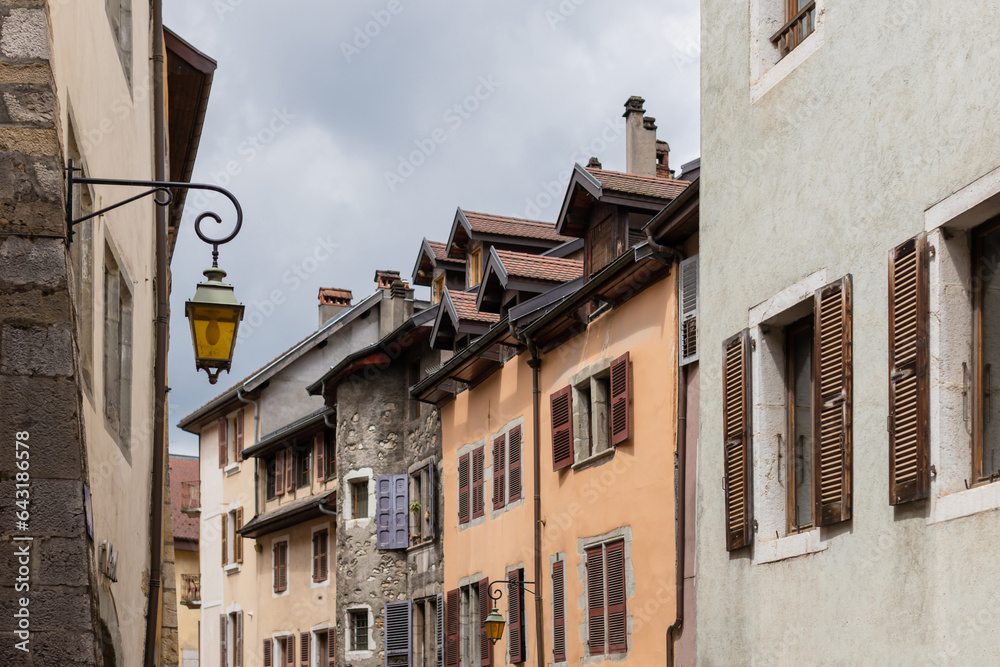 Beautiful colorful architecture in Annecy city - historical unique buildings
