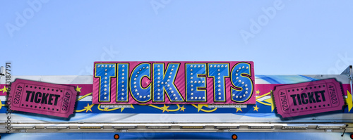 Amusement park carnival ride entrance ticket booth sign