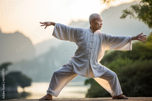 Tai Chi master in nature photo