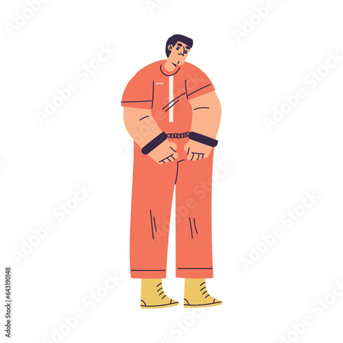 Man Criminal and Bandit Character in Orange Outfit with Chain Vector Illustration