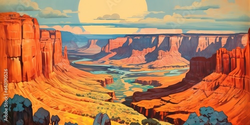 AI Generated. AI Generative. Nature outdoor adventure wild western canyon adventure trip. Graphic Art