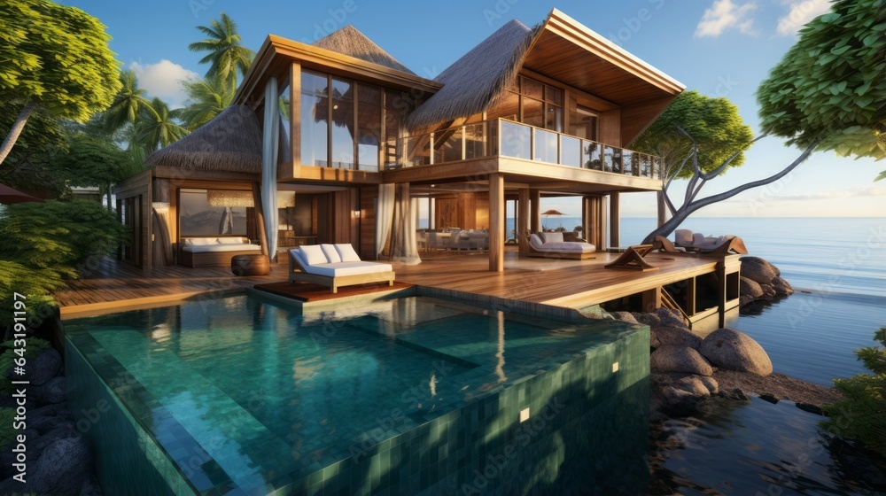 Deluxe villa in Maldives bright light asia