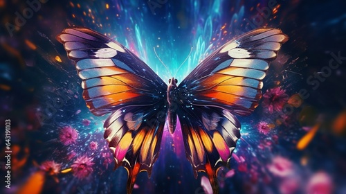 a beautiful butterfly in the style of metaphysical art.Generative AI © shuvodesign
