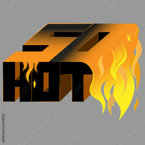vector illustration of the inscription so hot with volumetric letters and fire