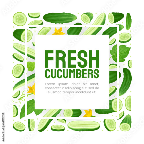 Fresh Green Cucumber Vegetable Banner Design Vector Template