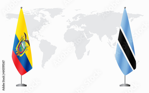 Ecuador and Botswana flags for official meeting
