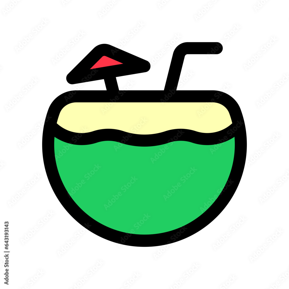 Fototapeta premium Editable coconut drink vector icon. Part of a big icon set family. Perfect for web and app interfaces, presentations, infographics, etc