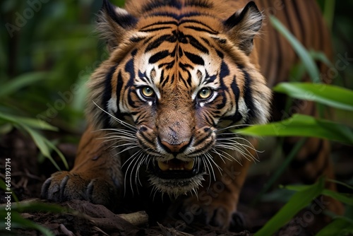 Tiger ready to pounce jump and hunt © Parvez