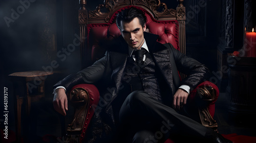 Dracula Vampire Man in a Luxury Sofa Halloween
