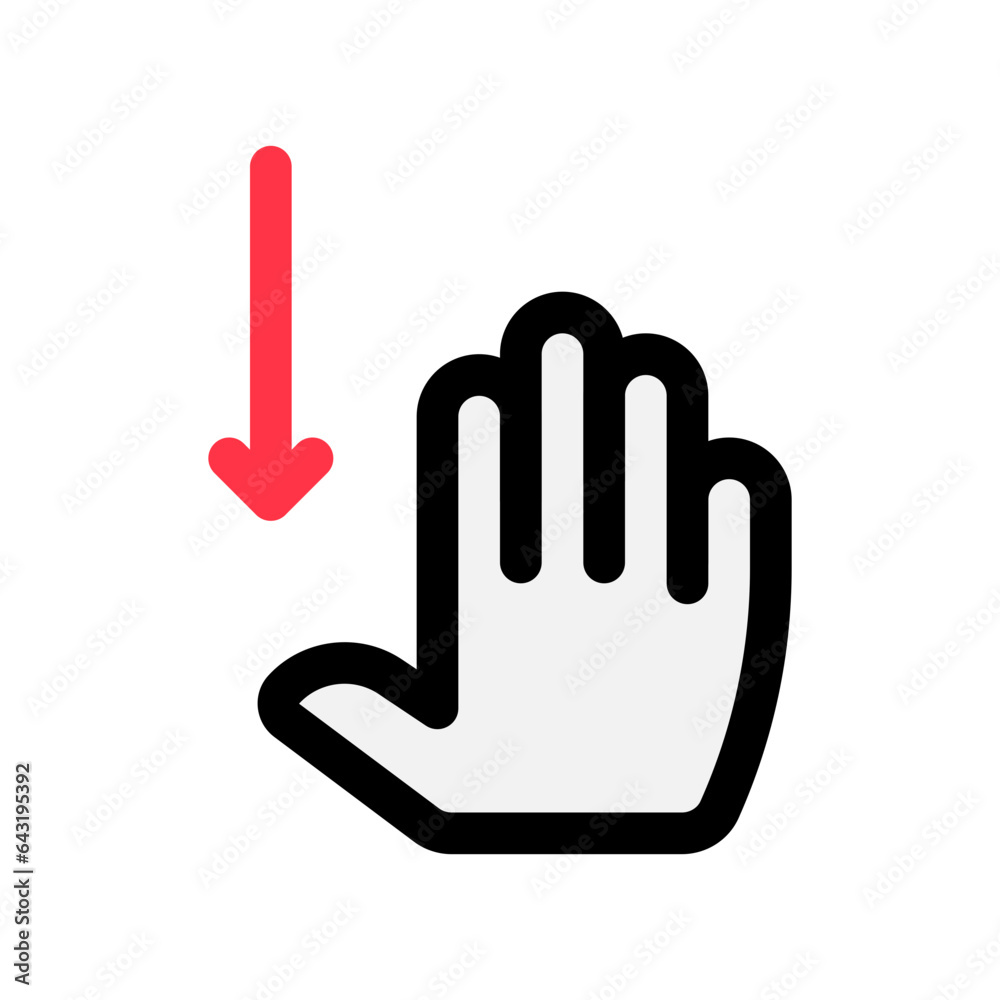 Editable four fingers swipe down vector icon. Part of a big icon set family. Perfect for web and app interfaces, presentations, infographics, etc Editable four fingers swipe down vector icon. Part of a big icon set family. Perfect for web and app interfaces, presentations, infographics, etc