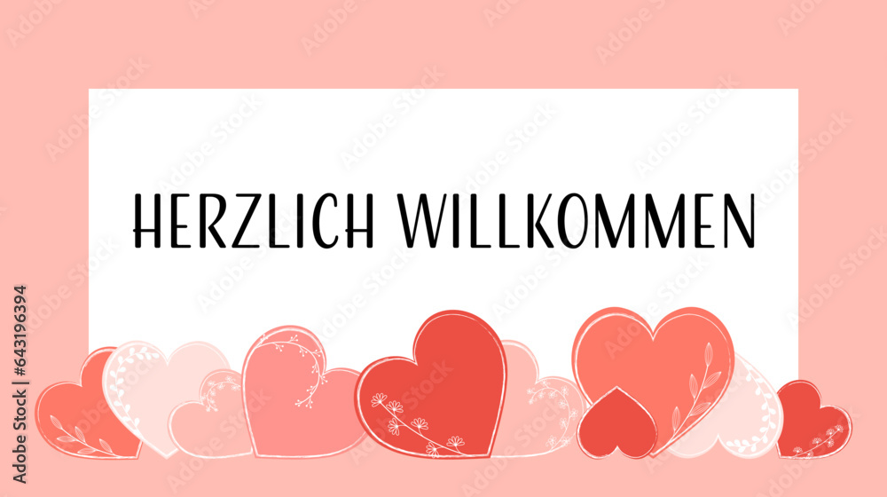 Vektorová grafika „Herzlich Willkommen - Schriftzug in deutscher