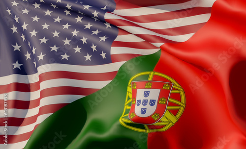  america(united states) vs Portugal competition half flag nation