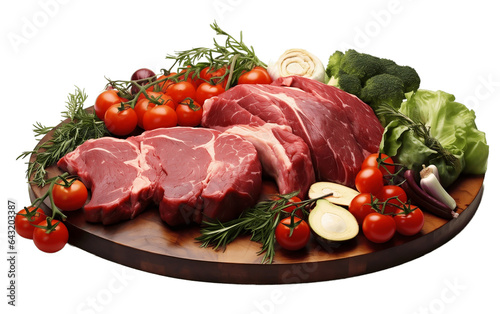 Meat and Veggies on Transparent Background