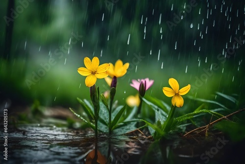 rain over the flowers 