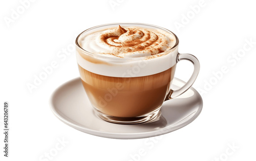 Coffee with cream on white transparent background