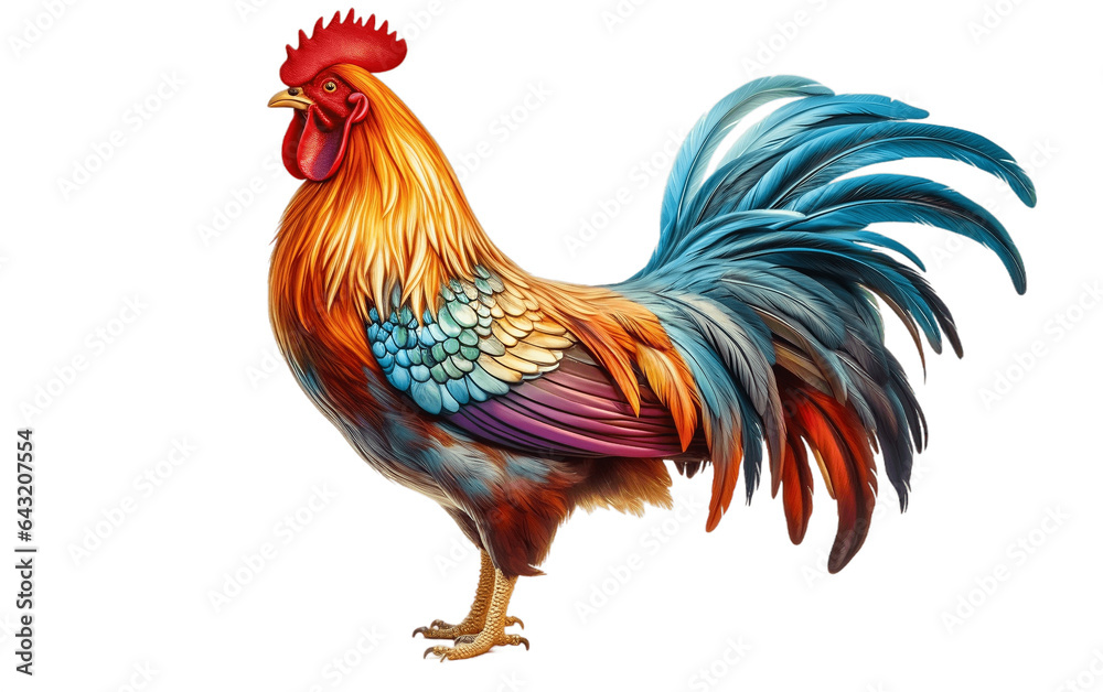 Rooster on white transparent background
