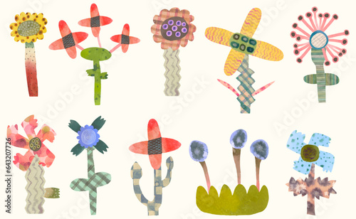flowers and leaf, vector illustration collection. nature, isolated on white background, floral, watercolor