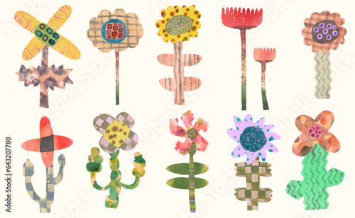flowers and leaf, vector illustration collection. nature, isolated on white background, floral, watercolor