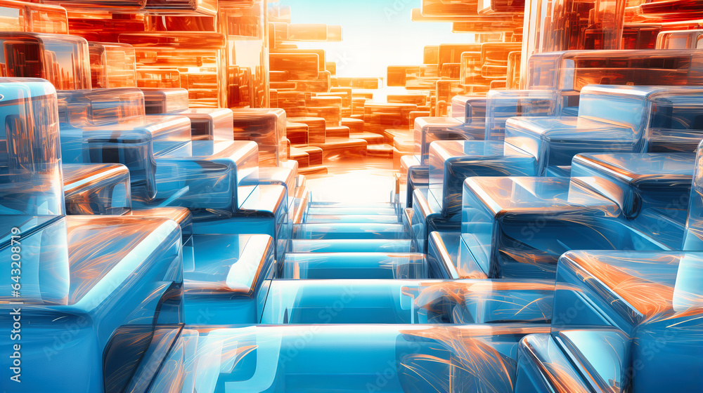 Obraz premium Reflective glass maze with light paths