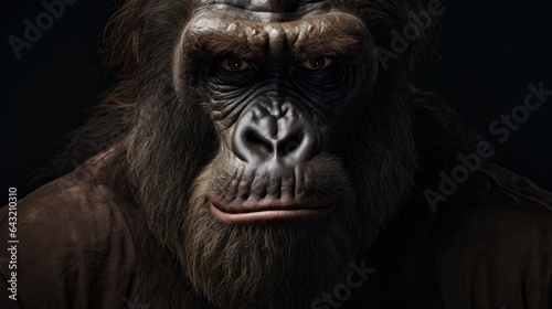 Angry looking black gorilla.