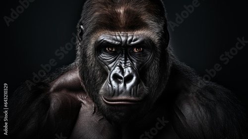 Angry looking black gorilla. © Zahid