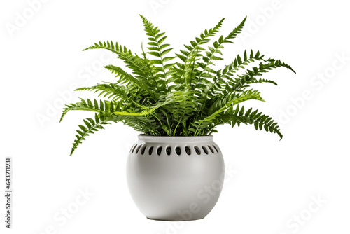 Boston Fern Plant in a Pot with Transparent Background. AI