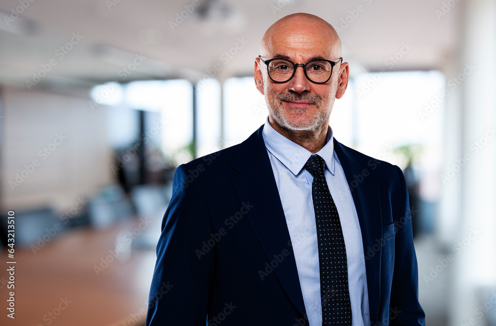 Portrait of executive businessman standing at the office Portrait of executive businessman standing at the office