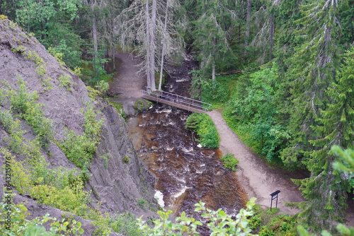 Ausblick vom Aussichtspunkt beim Styggforsen Wasserfall in Schweden photo