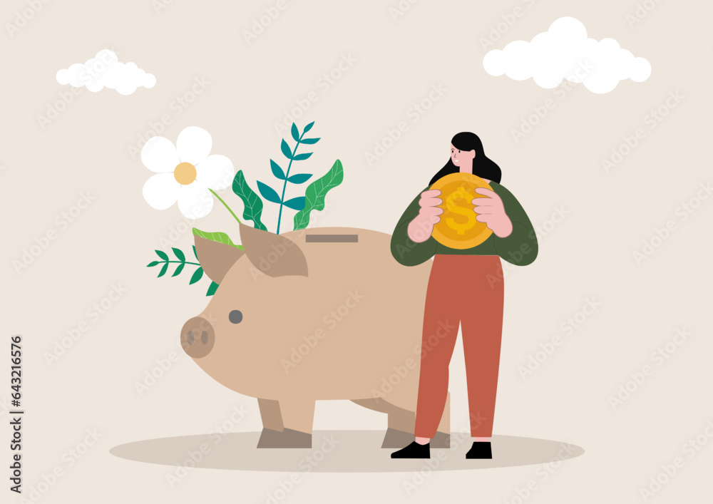 Naklejka premium Financial literacy concept. People and money. Personal finance management, education, saving, budgeting, investing, managing expense. Flat graphic vector illustrations.