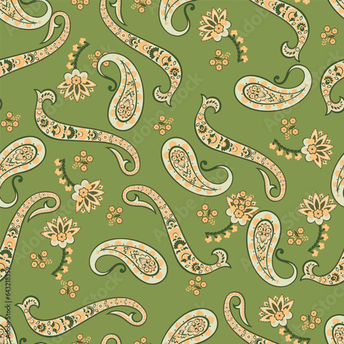 Floral Paisley Ornamental seamless vector pattern.