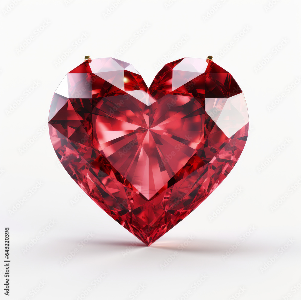 A heart made of clean rubi on the white background A heart made of clean rubi on the white background