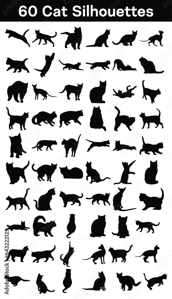 Set of cat silhouettes, isolated vector illustrations Set of cat silhouettes, isolated vector illustrations