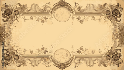 An old paper with opulent ornament borders , Illustration, Watercolor Vector