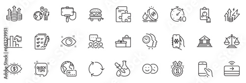Icons pack as Business vision, Fuel price and Energy inflation line icons for app include Budget, Approved, Like outline thin icon web set. Quick tips, Gifts, Security agency pictogram. Vector