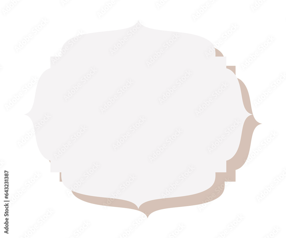 Decorative paper frame. White blank sticker. Empty shape