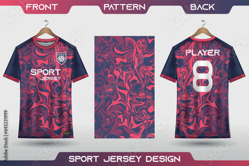 Sports jersey design. t-shirt soccer jersey for football, racing, gaming, cycling. fabric with front view and back view