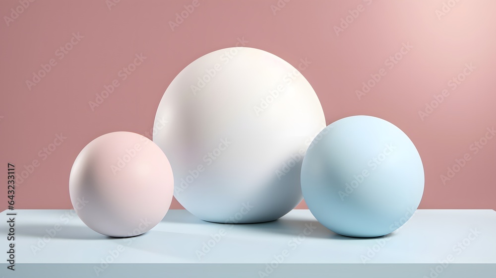 Awarding blue podium pastel shapes of different sized against blank background