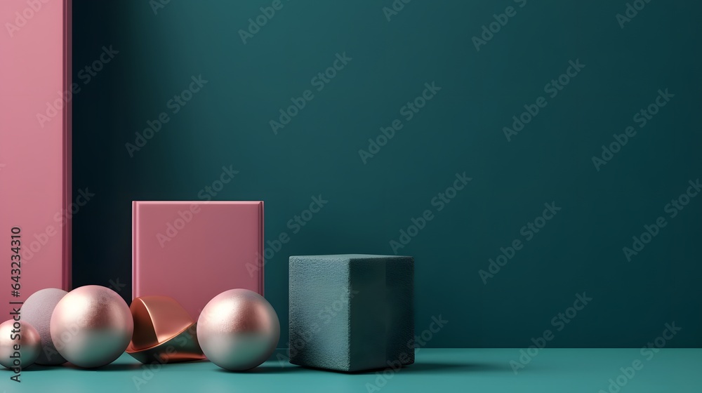 Awarding green podium pastel shapes of different sized against blank background Awarding green podium pastel shapes of different sized against blank background
