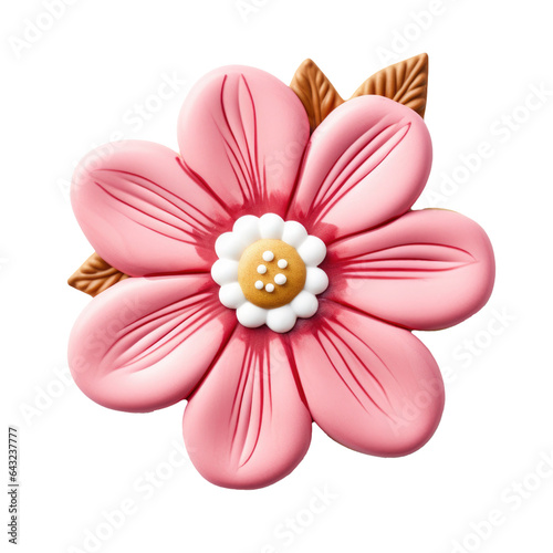 Pretty Spring Pink Flower Cookie Isolated on a Transparent Background © JJAVA
