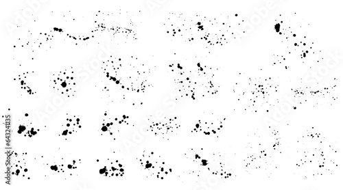 black elements of paint ink splatter, set. Vector illustration photo