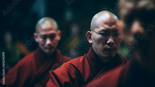 Buddhist monks vipassana meditate to calm the mind. The brain will refresh the secretion of Indoine. photo