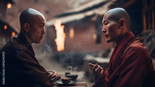 Buddhist monks vipassana meditate to calm the mind. The brain will refresh the secretion of Indoine. photo