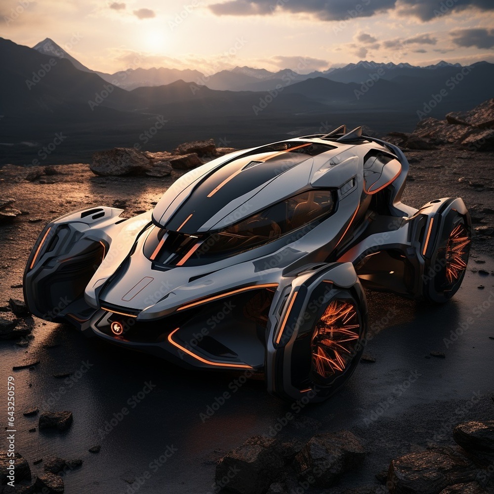 Naklejka premium futuristic car car on the road,car in the city 