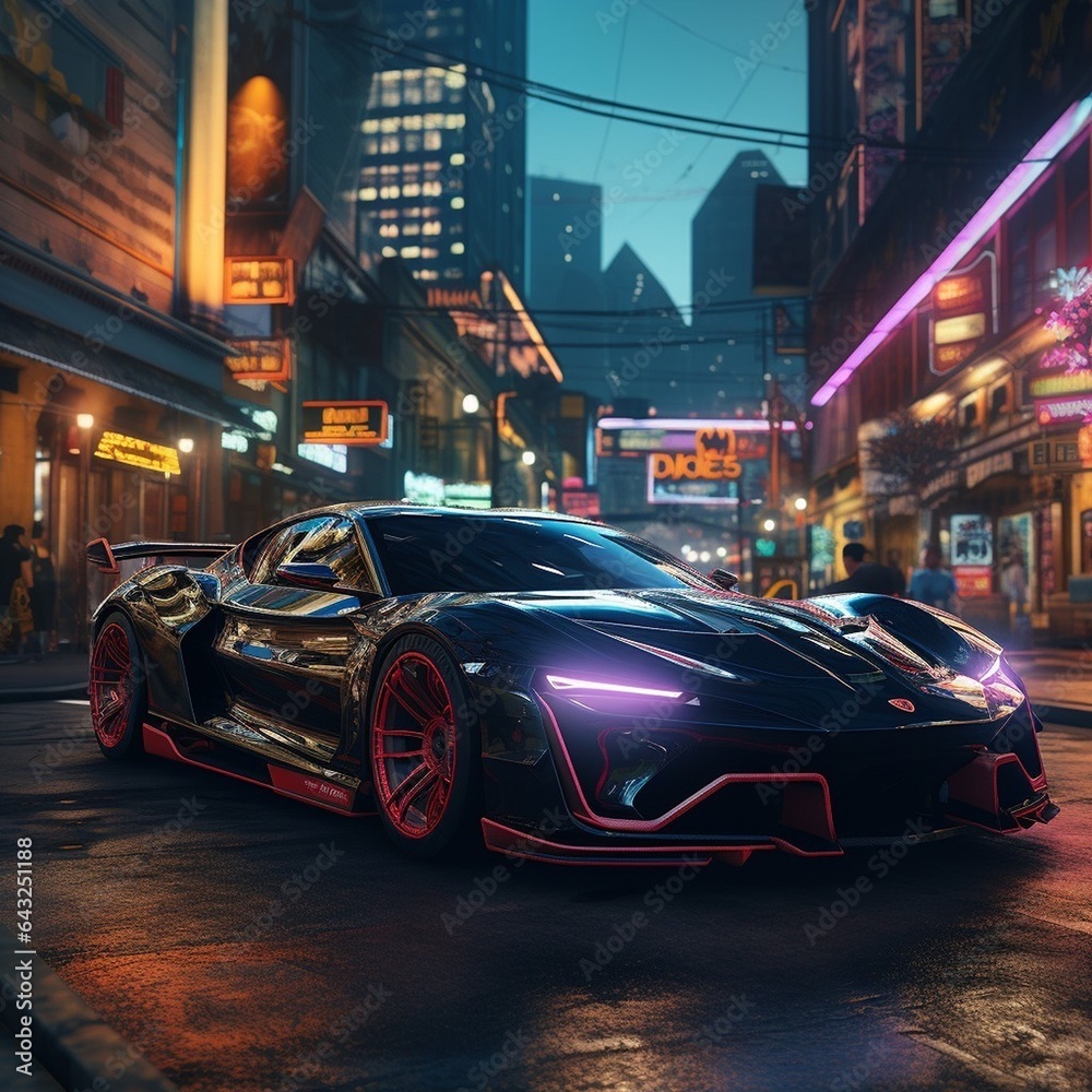 Fototapeta premium futuristic car car on the road,car in the city 