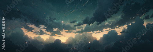 Night Sky Cumulus Clouds Meadow Soft Cotton Plush Cartoon Anime Style